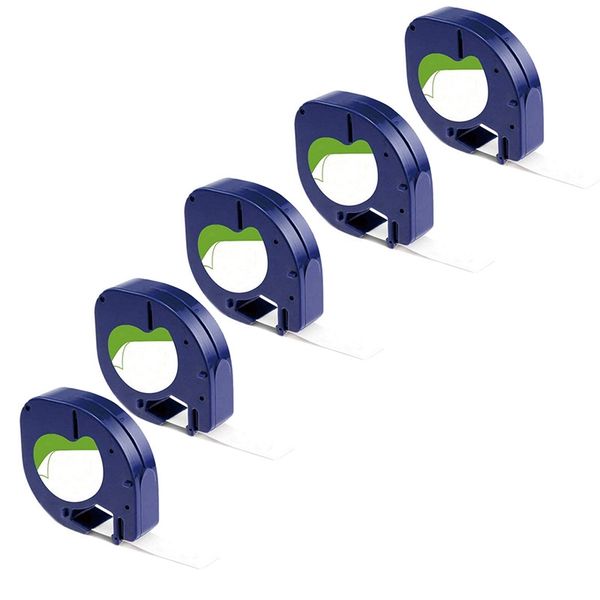 5Pcs Label Tape Replacement for DYMO Letratag Black on White Paper