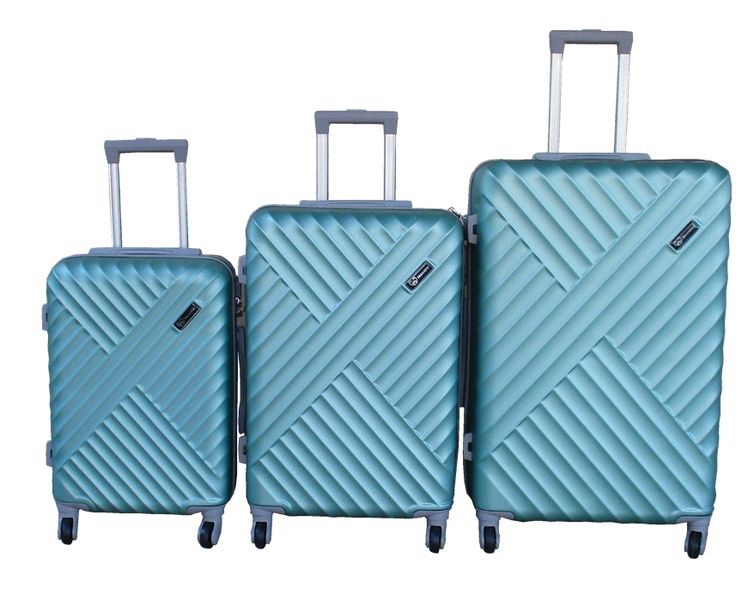 3 Piece ABS Trolley Case Luggage Set Durable 360 Wheels - Green