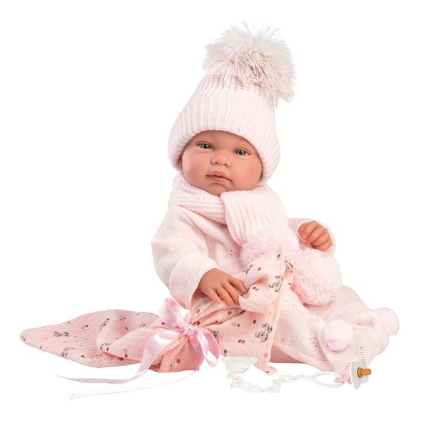 Llorens Baby Girl Doll with Light Pink Beanie and Blanket: Tina - 43cm