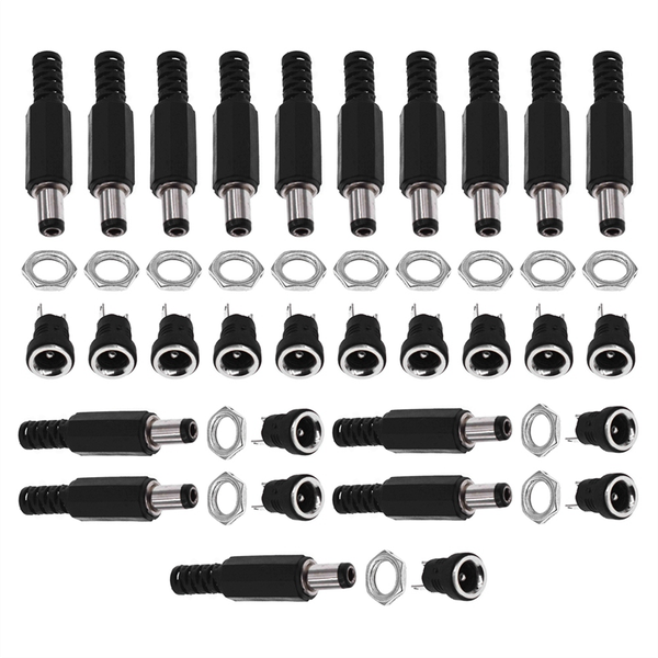 15 Sets Dc Power Connectors 5 5Mm Plugs Male And Female Jack Sockets