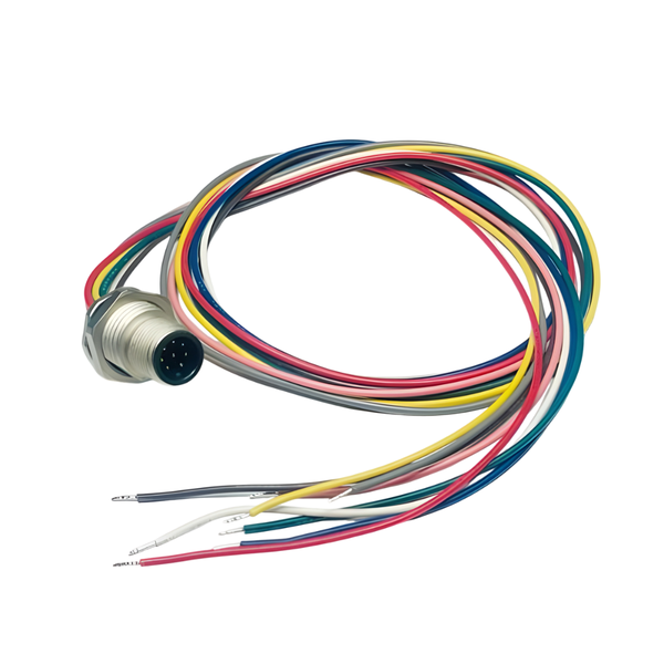 PM12AM8R-WL/9 M12 A Code 8-Pole Male Circular Connector with 50cm Lead