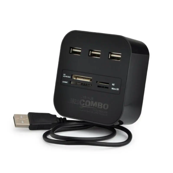 Cell Fixer All-in-one USB 2.0 HUB Card Reader Cable Splitter Adapter Black