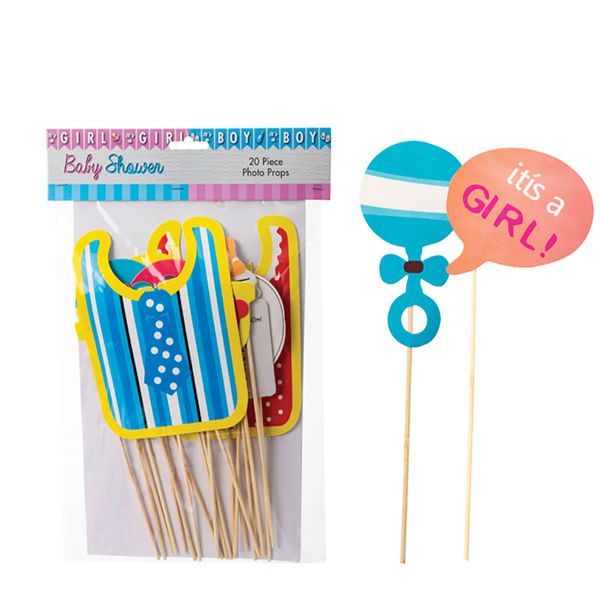 Photo Prop Set - It's a Girl - Assorted Colours - 20 Piece - 10 Pack