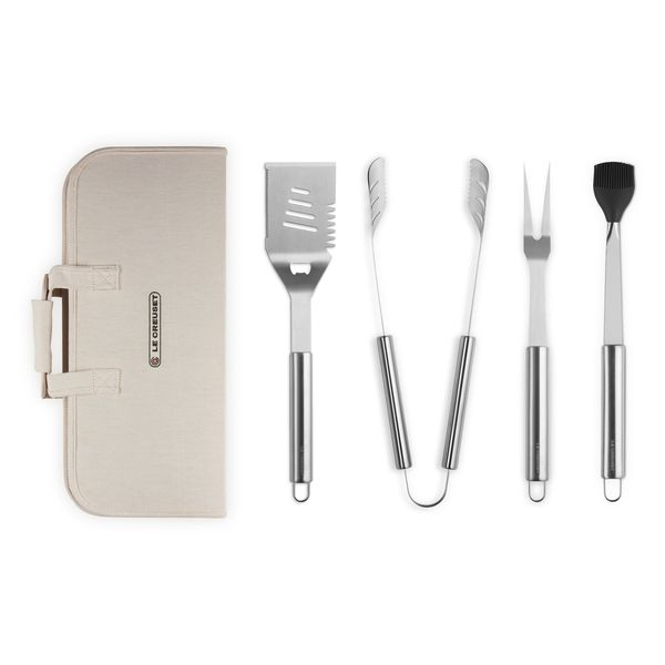 Le Creuset Outdoor BBQ Set (Including 4 Tools W/Blk Silicone)+ Single Bag