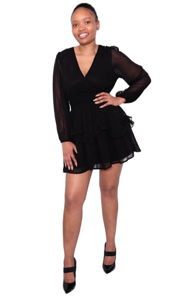 Women's Black Drop Waist Casual Dress