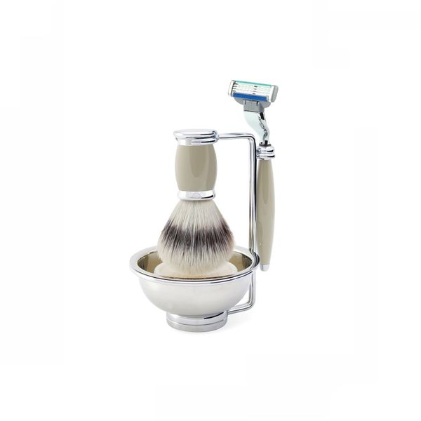 Edwin Jagger 4 Piece Grey Bulbous Set, Includes Mach 3 Razor Blade