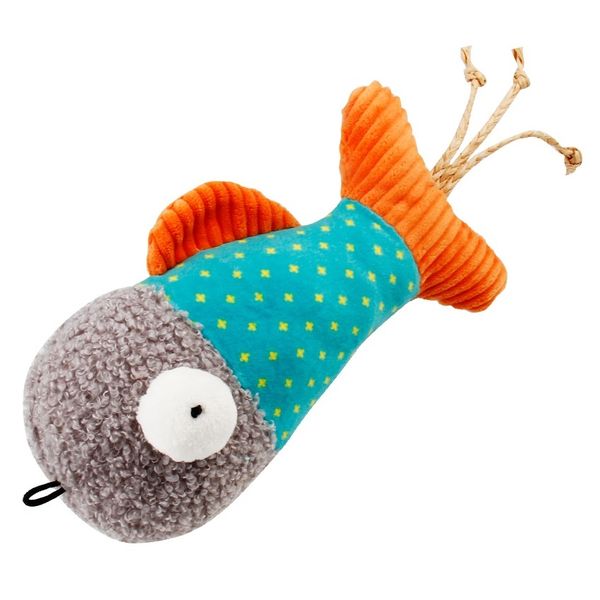 UrbanPets - Catch and Scratch Pet Plush Cat Toy with Natural Catnip - Fish