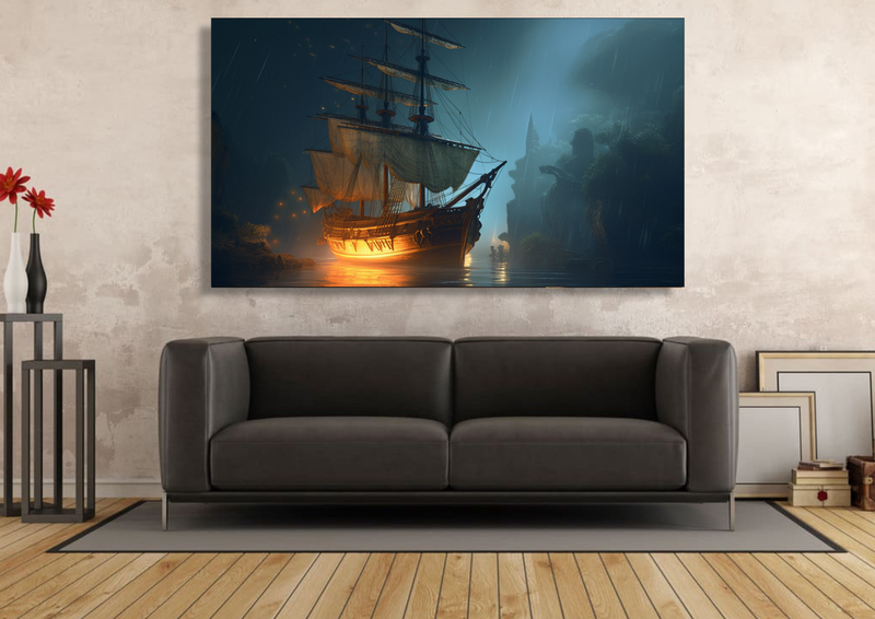 Canvas Wall Art - Ghostly Pirate Ship Abstract - IM0150