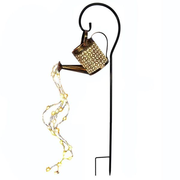 Outdoor Solar Iron Watering Can String Light Garden Light