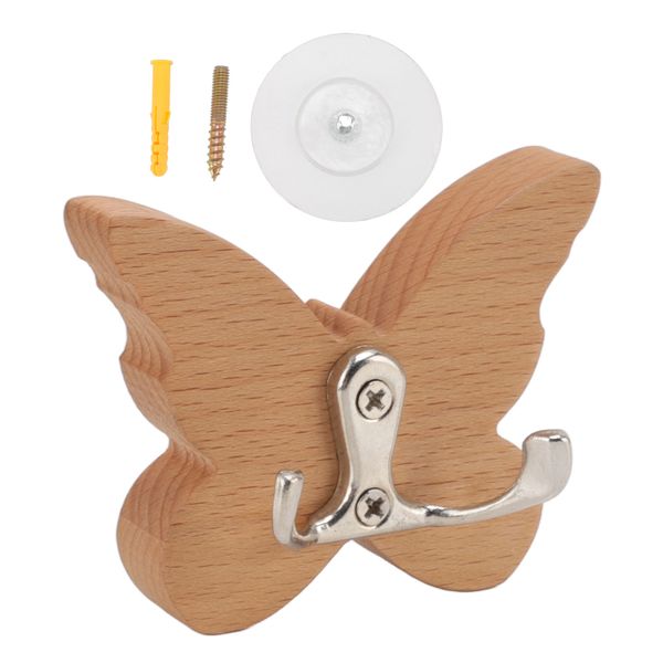 Wooden Butterfly Wall Hook For Coats Hats Towels Decor