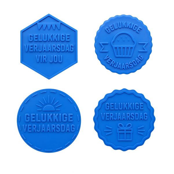 Afrikaans "Gelukkige Verjaarsdag" Fondant Stamp Set