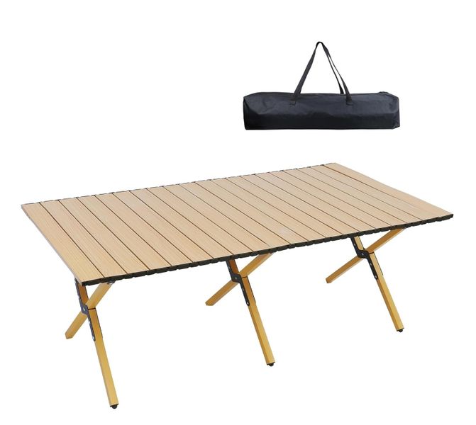 Foldable Outdoor Wooden Table with Carry Bag - 59 x 113 x 42cm