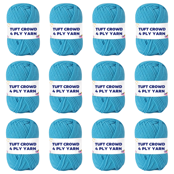 TUFT CROWD - Light BlueYarn, 4-ply Tufting Yarn ( 12 x 25g ) ,Single Colour