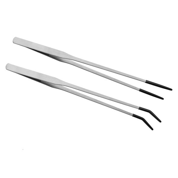 2 Piece Stainless Steel Reptile Feeding Tongs with Rubber Tip