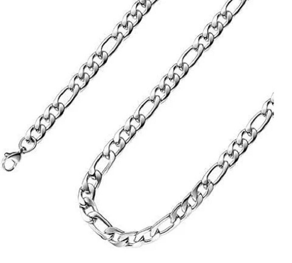 Solid stainless steel Figaro necklace and bracelet set Shop Today