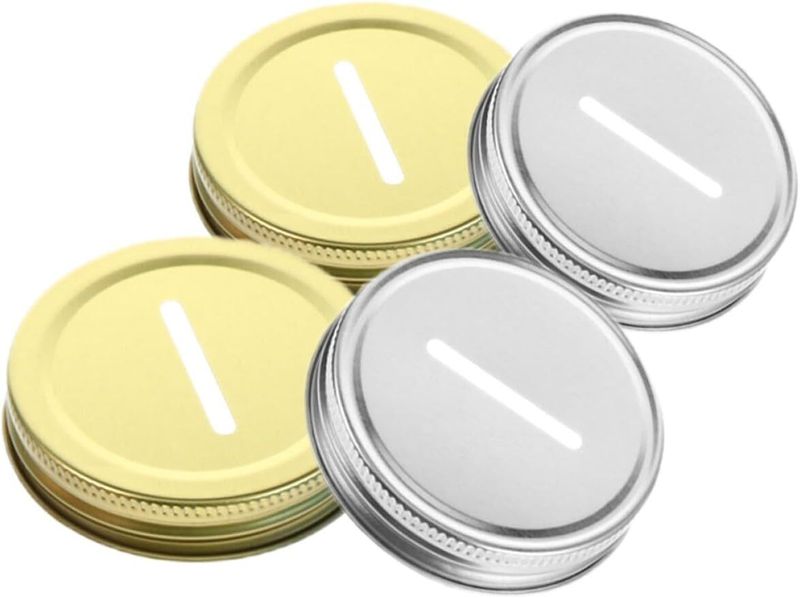 Metal Mason Jar Lids Coin Slot Replacement Piggy Bank Jar Caps