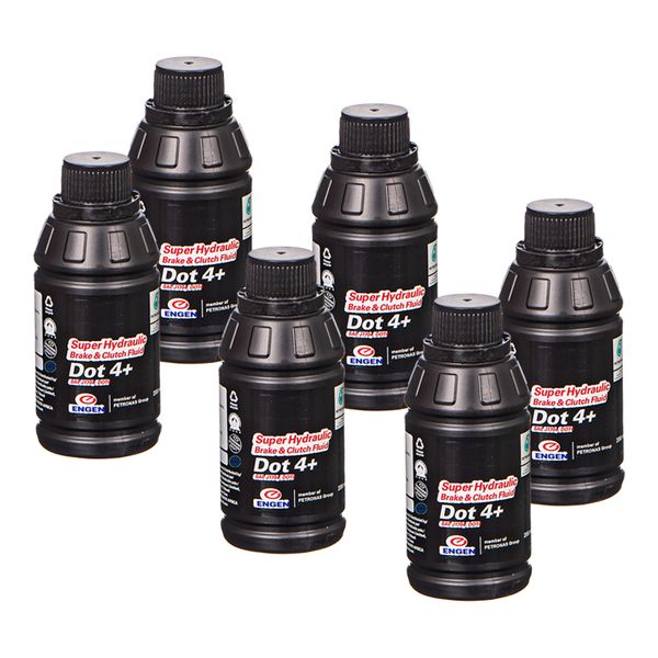Engen Super Hydraulic Brake &amp; Clutch Fluid Dot 4+ 200Ml - 6 Pack