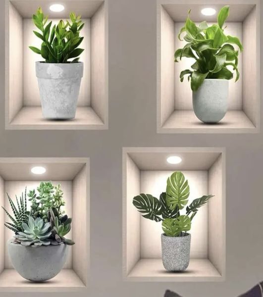 4 Pieces Plant Patten Wall Sticker