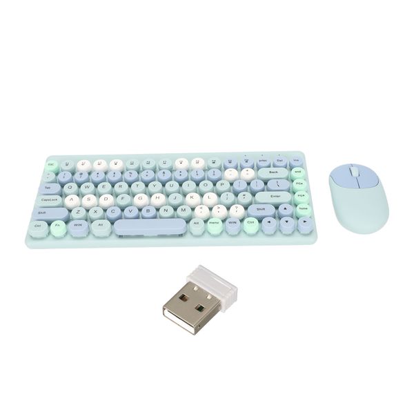 Keyboard Mouse Combo Blue 86 Key Wireless Set