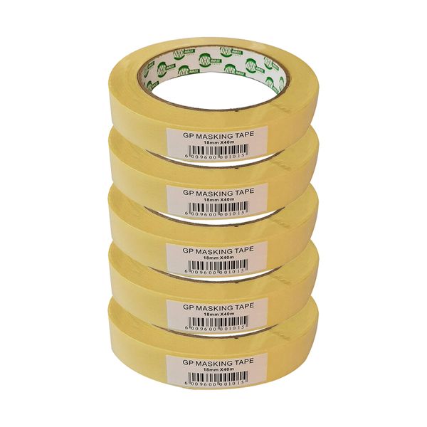 Masking Tape Avast General Purpose 18mmx40m (5 Pack)