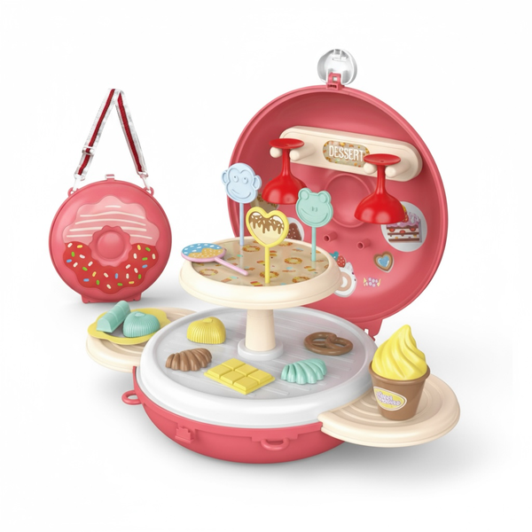 Kids Dessert Play Set - 29 Piece Pretend Play Sweet Shop with Carry Case
