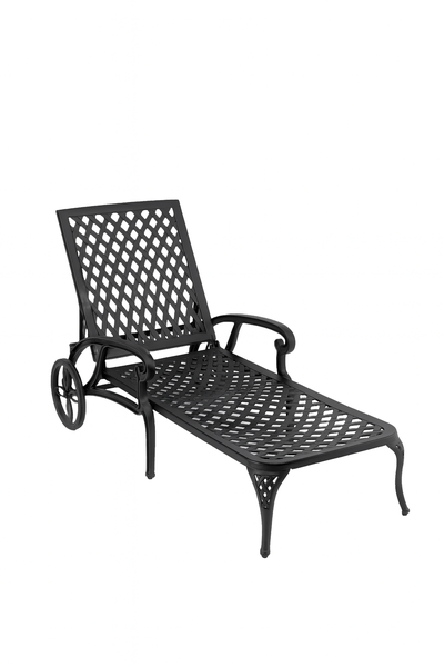 Cast Aluminum Outdoor Adjustable Pool Lounger with Wheels