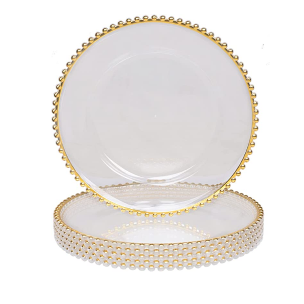 Transparent Underplate With Gold Trim Pattern 12 Pieces