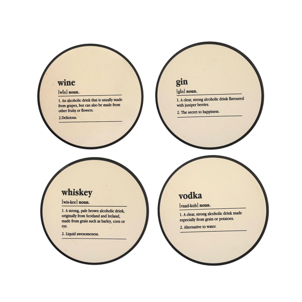 Designer Ceramic Coasters with Holder - Bar Collection - Set of 4