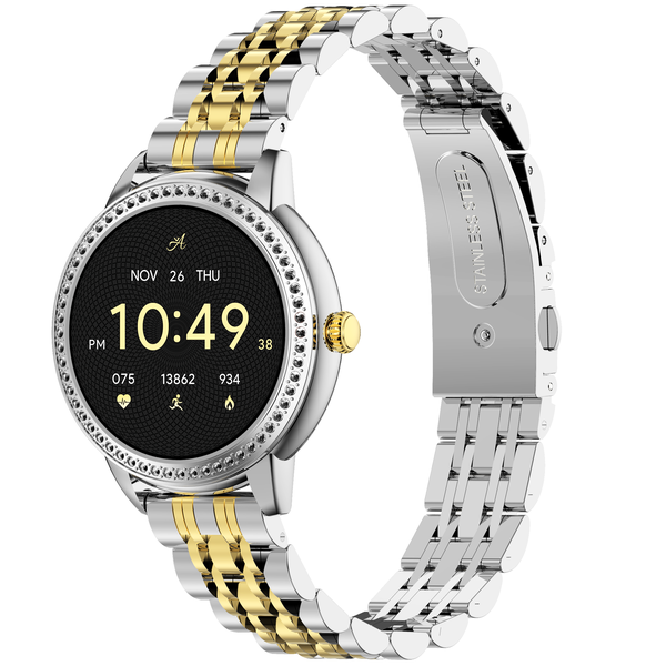 Volkano Ayla Collection Ladies Smartwatch with 2-Tone Metal Link Strap