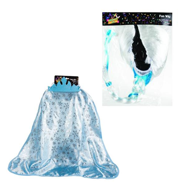 Ice Princess Cape, Crown and Wig Dress-Up Set
