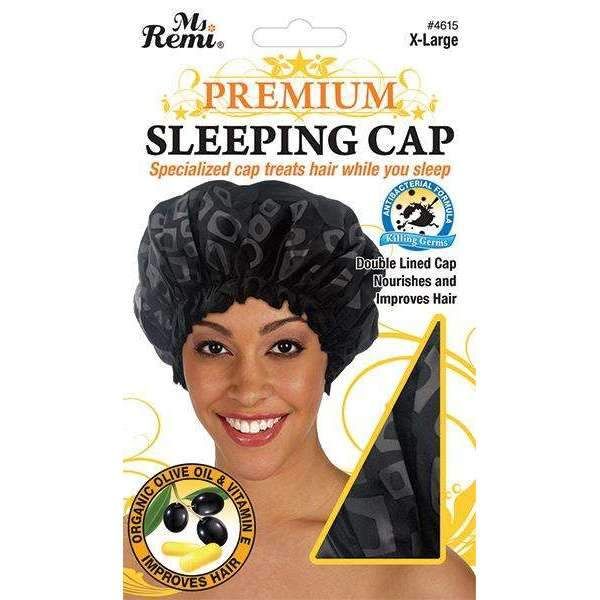 Ann04615 - Ms Remi Premium Deluxe Sleeping Cap Black Block - 4 Pack