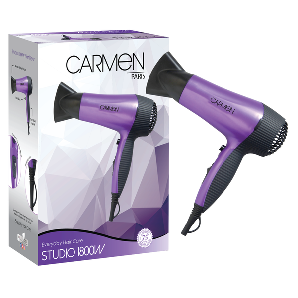 Carmen 1936 Studio Hair Dryer with Soft Touch Handle 1800W Purple