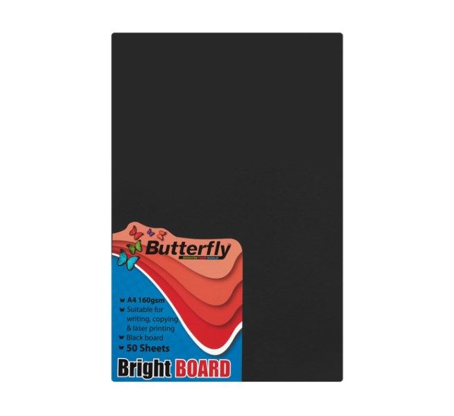 Butterfly A2 Bright Board - 160gsm Black - Pack Of 25