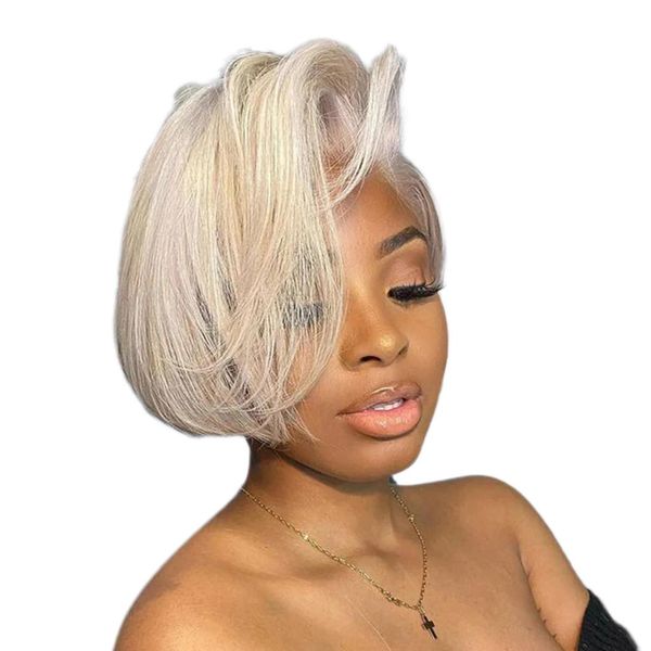 8" Brazilian Hair - Lace Front Pixie Wig - Blonde
