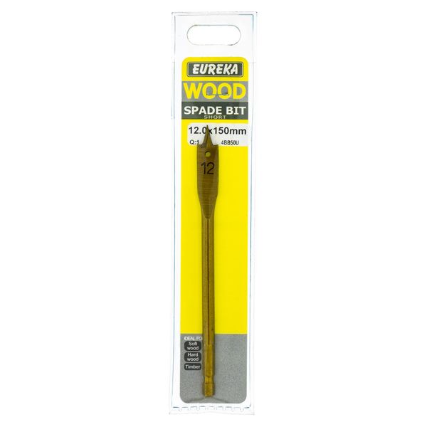 EUREKA DRILL BITS Spade Flat Titanium 12 x 150mm Q:1 for Wood 4BB50U