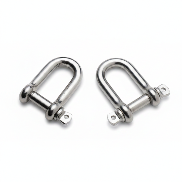 Krafft 10mm Stainless Steel D Shackle with Collar for Heavy-Duty - 2 Pack