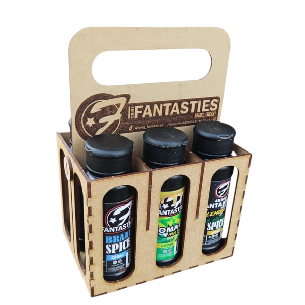4King Fantasties Wooden Spice Carrier -6 x 200ml Spice Braai &amp; Camping Pack