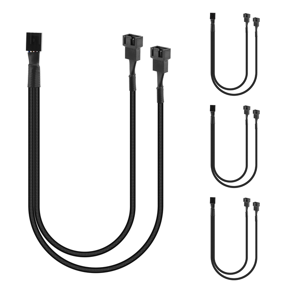 4 Pack PWM Fan Splitter Cable Y Computer PC 4 Pin 1 to 2 ,Braided