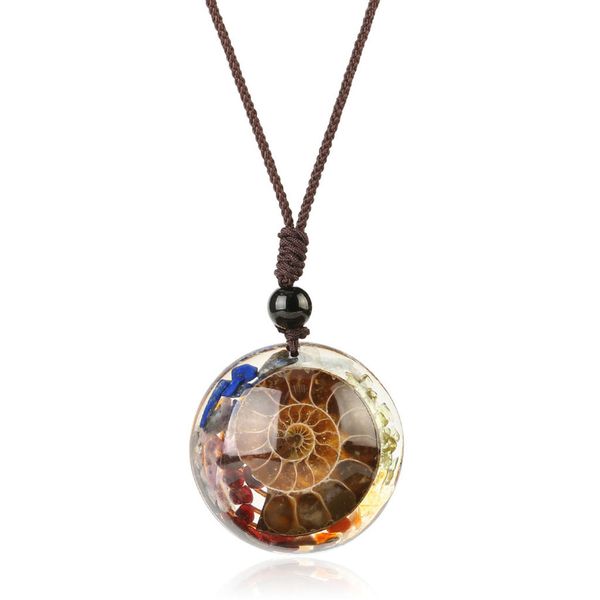 Fossils Pendant 7 Chakra Crystal Necklace Daily Use Simple Design Women
