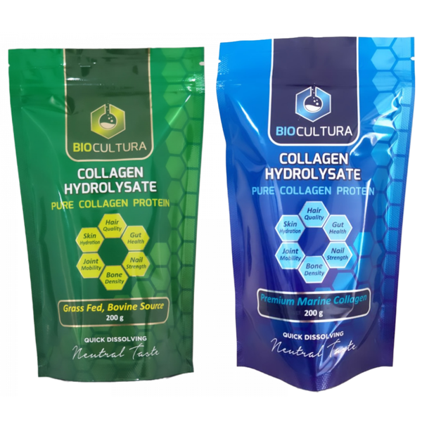 Pure Hydrolyzed Collagen Peptides Powder and Premium Marine collagen Combo