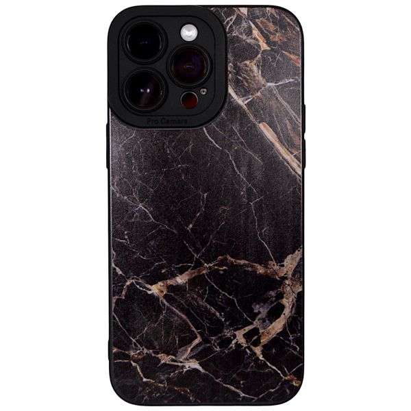 Black - Phone Case with Marble Design - Iphone 14 Pro Max