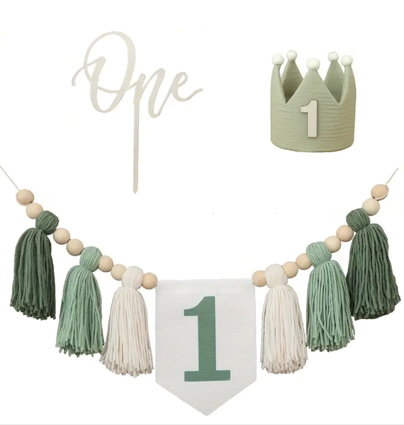 1st Birthday Set - Green Set of 3