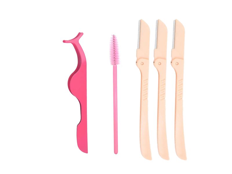 3-Piece Eyelash Applicator + Mascara + 3 Pack Foldable Eyebrow Razor