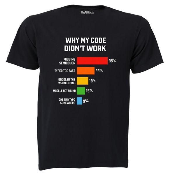 Why My Code Didn't Work - Adults - T-Shirt