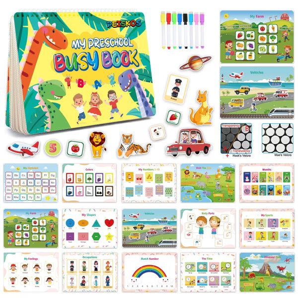PEISKOS Earth and Animals Busy Book Learning Toys Set Gift for Kids