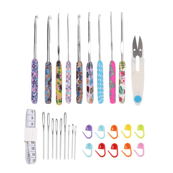 Crochet Hooks Set Soft Ergonomic Handle 9pcs