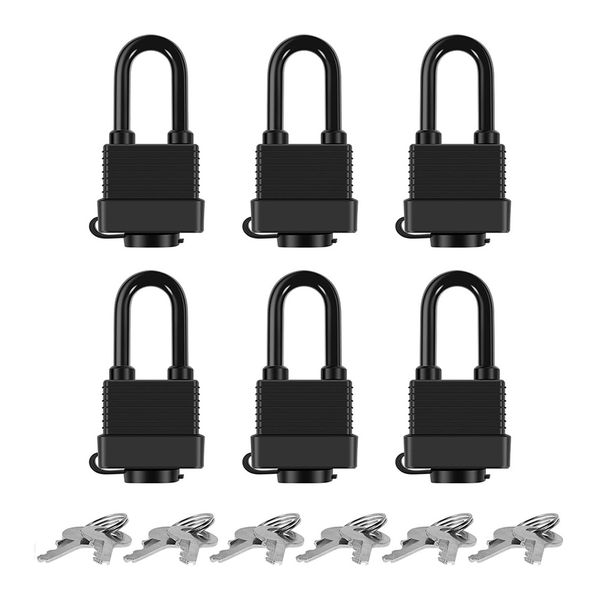 6 Keyed-Alike Padlocks for Outdoor, Laminated Steel Lock Set Safety Padlock