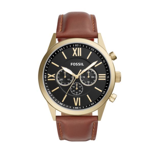 Fossil 48Mm Flynn Brown Leather Watch-BQ2261
