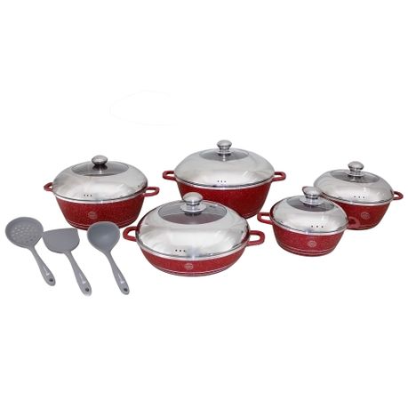 DESSINI ITA 23 Pcs Non Stick Granite Cooking Pot Frying Pan Set Kitchen  Cookware