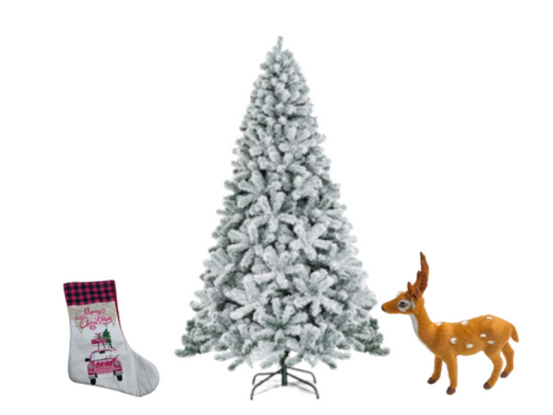 Arole- 6ft Artificial Christmas Tree/ Decorative Deer/ Christmas Stocking